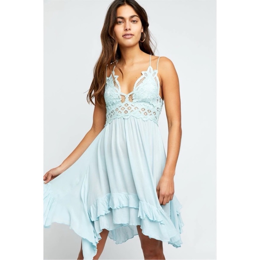 Free People Movement Adella Slip Blue  Lace Dress